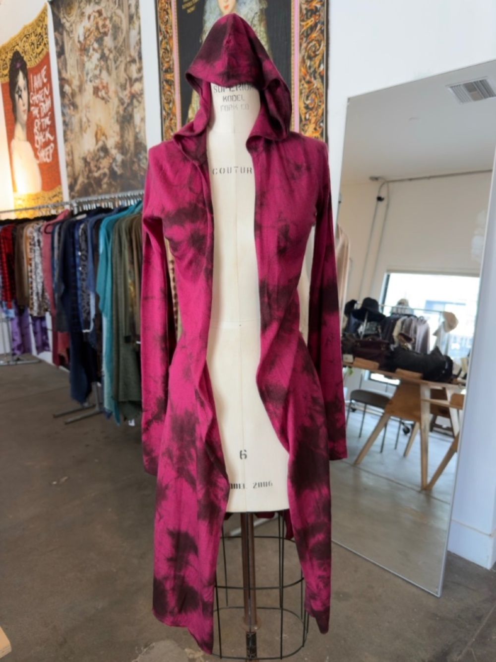 Parker Blue Long Hooded Cardigan in Wine